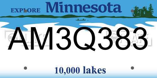 AM3Q383 Minnesota License Plate