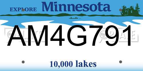 AM4G791 Minnesota License Plate