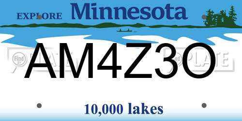 AM4Z3O Minnesota License Plate