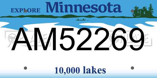 AM52269 Minnesota License Plate