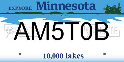 AM5T0B Minnesota License Plate