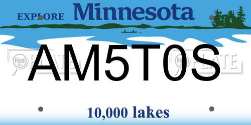 AM5T0S Minnesota License Plate