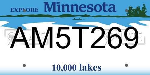 AM5T269 Minnesota License Plate