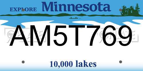 AM5T769 Minnesota License Plate