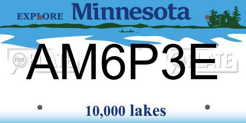 AM6P3E Minnesota License Plate