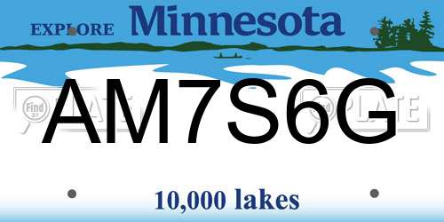 AM7S6G Minnesota License Plate