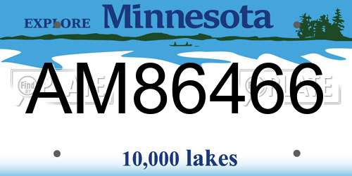 AM86466 Minnesota License Plate