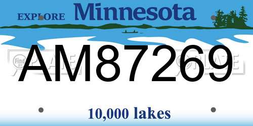 AM87269 Minnesota License Plate