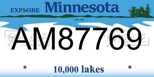 AM87769 Minnesota License Plate