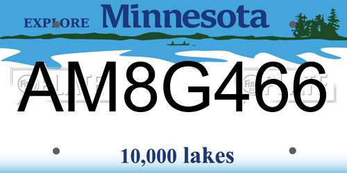 AM8G466 Minnesota License Plate