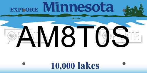 AM8T0S Minnesota License Plate