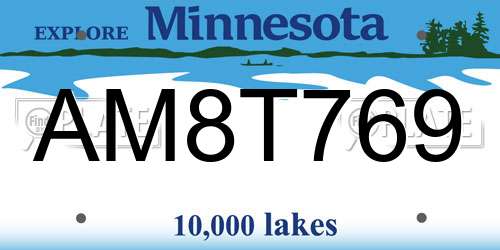 AM8T769 Minnesota License Plate
