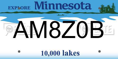 AM8Z0B Minnesota License Plate