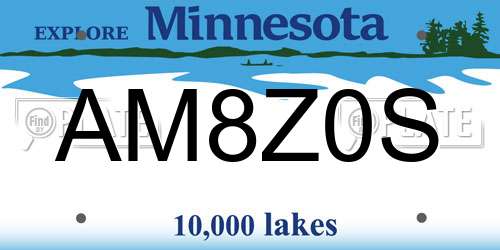 AM8Z0S Minnesota License Plate