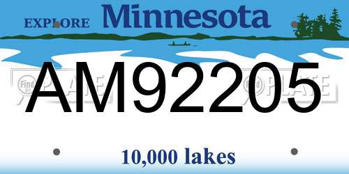 AM92205 Minnesota License Plate