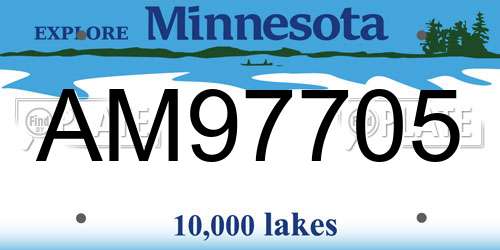 AM97705 Minnesota License Plate
