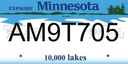 AM9T705 Minnesota License Plate