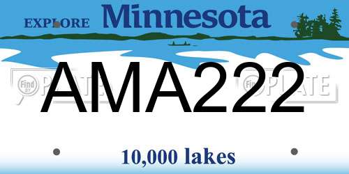 AMA222 Minnesota License Plate
