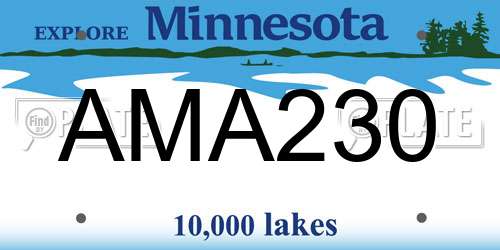 AMA230 Minnesota License Plate