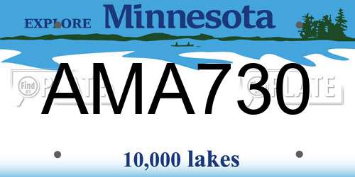 AMA730 Minnesota License Plate