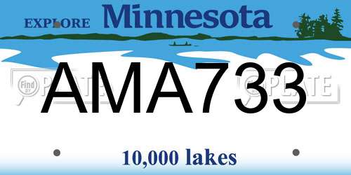 AMA733 Minnesota License Plate