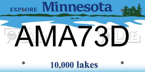 AMA73D Minnesota License Plate