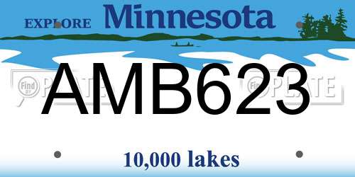AMB623 Minnesota License Plate