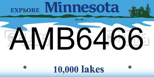 AMB6466 Minnesota License Plate