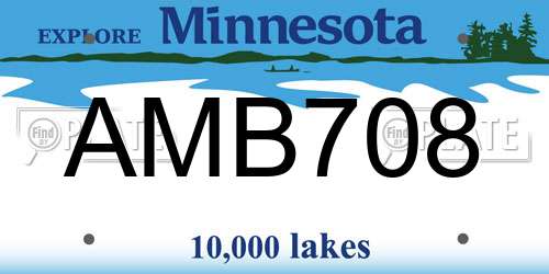 AMB708 Minnesota License Plate