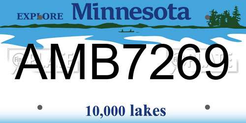 AMB7269 Minnesota License Plate
