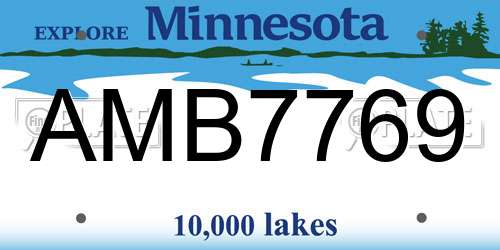 AMB7769 Minnesota License Plate