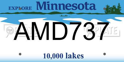 AMD737 Minnesota License Plate
