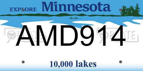 AMD914 Minnesota License Plate
