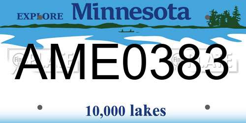 AME0383 Minnesota License Plate