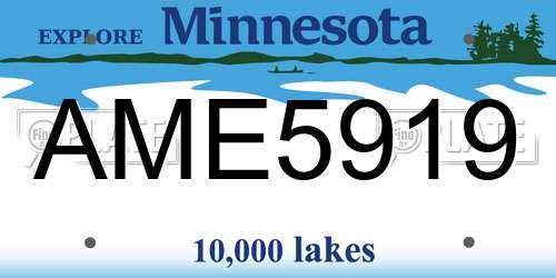 AME5919 Minnesota License Plate