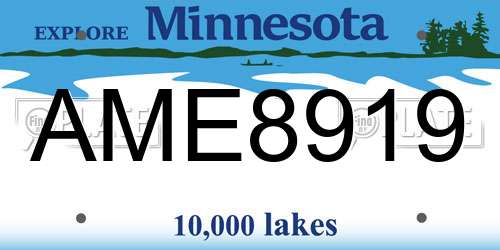 AME8919 Minnesota License Plate
