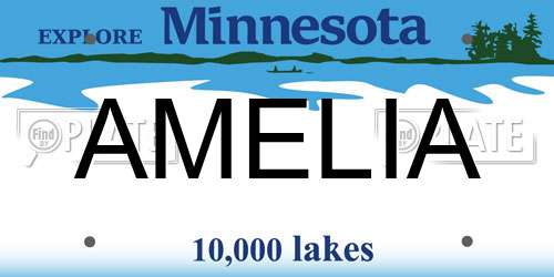 AMELIA Minnesota License Plate