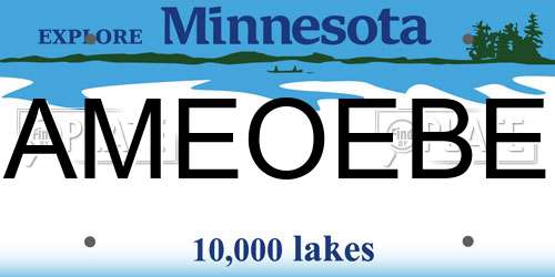 AMEOEBE Minnesota License Plate