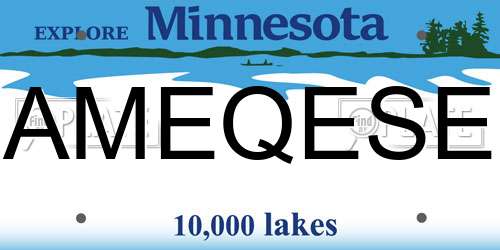 AMEQESE Minnesota License Plate