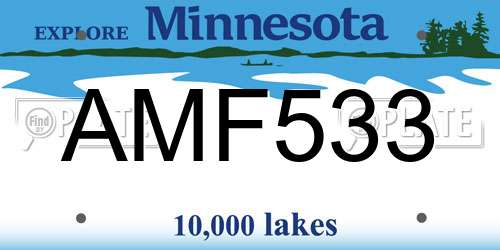 AMF533 Minnesota License Plate