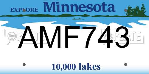 AMF743 Minnesota License Plate