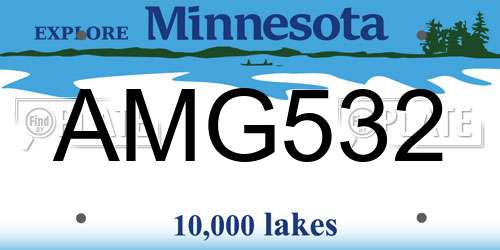 AMG532 Minnesota License Plate