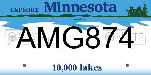 AMG874 Minnesota License Plate