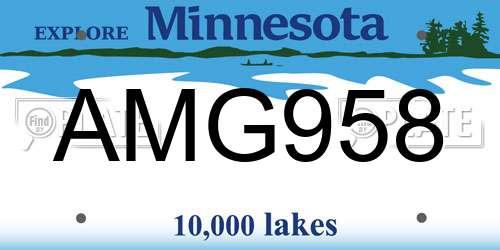 AMG958 Minnesota License Plate