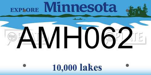AMH062 Minnesota License Plate