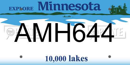 AMH644 Minnesota License Plate