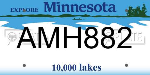 AMH882 Minnesota License Plate