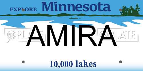 AMIRA Minnesota License Plate