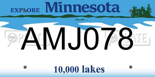AMJ078 Minnesota License Plate