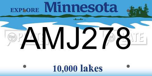 AMJ278 Minnesota License Plate
